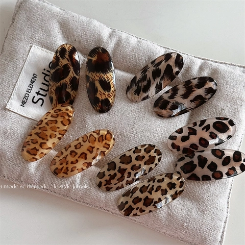 Fermagli per Capelli Ovali con Stampa Leopardata Vintage Fermagli a Becco d'Anatra per Donna Moda Coreana Accessori per Capelli