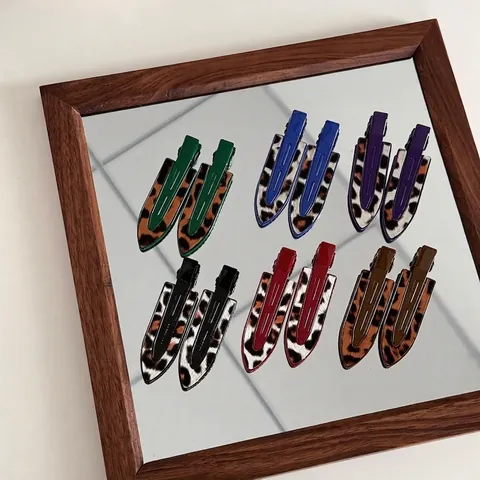 Barrettes à Cheveux Vintage Imprimé Léopard pour Femmes Pinces à Bec de Canard en Alliage Accessoires de Coiffure Quotidiens