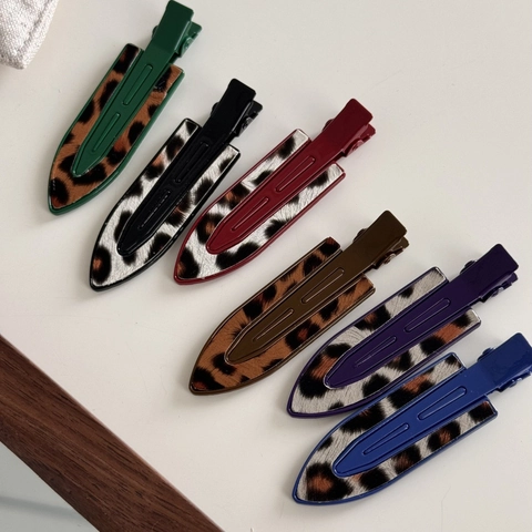 Barrettes à Cheveux Vintage Imprimé Léopard pour Femmes Pinces à Bec de Canard en Alliage Accessoires de Coiffure Quotidiens