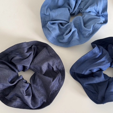Vintage Denim Style Große Stoff Scrunchies Für Damen Gefaltete Haargummi Elastisches Haarband Täglich Ponytail Haarschmuck