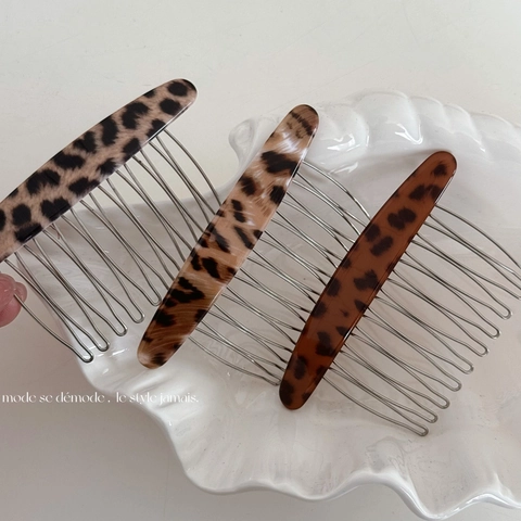 Vintage Haarkamm Acetat Mit Leopardenmuster Französisch Elegant Schildpatt Haarschmuck Mit Metallzähnen Für Damen Haarzubehör