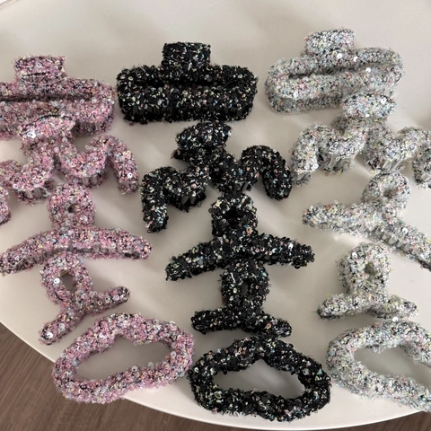 Elegante Molla per Capelli Grande in Tweed con Paillettes per Donna Fiocco alla Moda Pinza a Granchio Accessori per Capelli in Tessuto Fatti a Mano