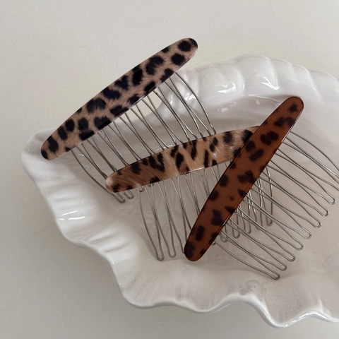 Vintage Haarkamm Acetat Mit Leopardenmuster Französisch Elegant Schildpatt Haarschmuck Mit Metallzähnen Für Damen Haarzubehör