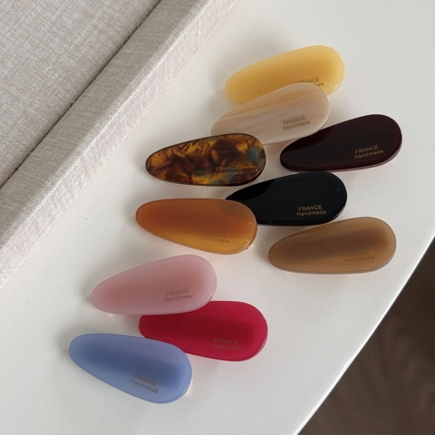 French Retro Cellulose Acetate Waterdrop Hair Clip Handmade Minimalist Alloy Duckbill Clip For Women Daily Hair Accessories