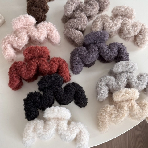 Winter Weich Plüsch Lammwolle Haarkralle Große Wellenform Eleganter Koreanischer Stil Sanfte Haarspange Für Damen Accessoire