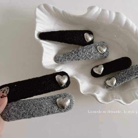 Fermagli per Capelli in Tessuto Vintage a Forma di Cuore in Lega di Metallo Forcina Clip BB Clip a Becco d'Anatra per Accessori Capelli Donna