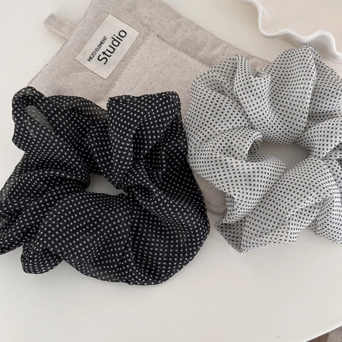 Chouchou en Mousseline à Pois Vintage Grand Anneau à Cheveux en Organza Bandeau Élastique Accessoires Cheveux Femme