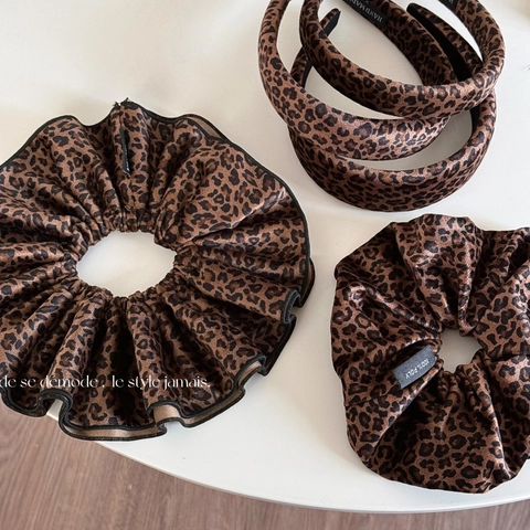 Set di Elastici per Capelli Oversize in Velluto con Stampa Leopardata Donna Fascia per Capelli a Doppio Strato Vintage Fatta a Mano Accessori