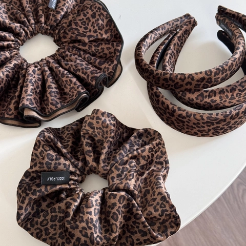 Set di Elastici per Capelli Oversize in Velluto con Stampa Leopardata Donna Fascia per Capelli a Doppio Strato Vintage Fatta a Mano Accessori
