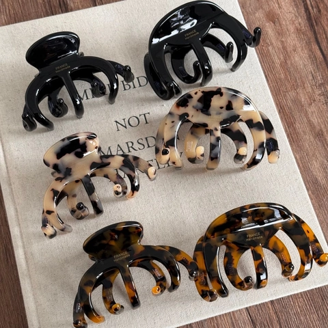Pinza per Capelli Octopus in Acetato Francese Grande di Alta Qualità Lucida Molletta retrò Elegante Accessori per Capelli Fatti a Mano per Donna