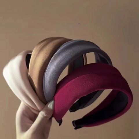 Cerchietto Spugna Imbottito Retrò Francese per Donna Tinta Unita Fascia per Capelli in Tessuto Largo Accessori per Capelli