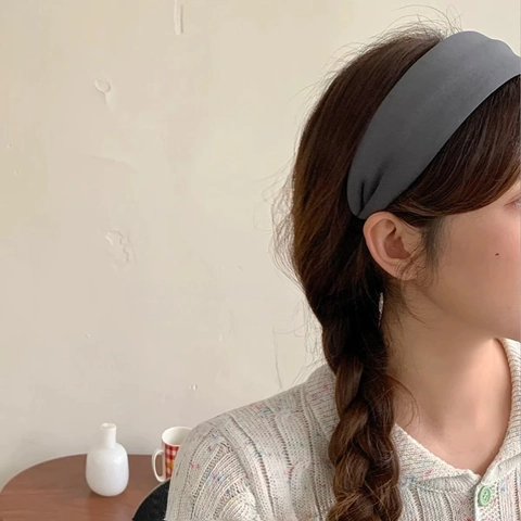 Cerchietto Spugna Imbottito Retrò Francese per Donna Tinta Unita Fascia per Capelli in Tessuto Largo Accessori per Capelli