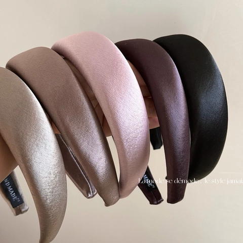 Französisches Retro Glänzendes Gepolstertes Satin Stirnband Für Damen Elegant Dick Schwamm Haarband Handgefertigt Breit Einfarbig Haarschmuck