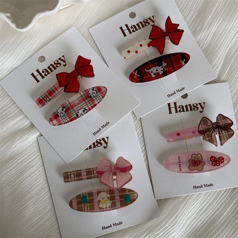 Fermagli per Capelli Animali Fiocco a Quadretti in Resina Acrilica Dolce Clip a Becco d'Anatra per Donna Ragazze Decorazione Capelli