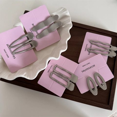Ensemble de Barrettes à Cheveux en Métal Gris Anthracite Minimaliste Pince à Bec de Canard Mate Géométrique Accessoires de Coiffure pour Femmes Filles