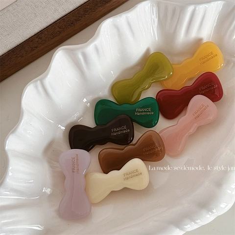 Acetat Schleife Haarklammer Handgefertigte Entenschnabel-Clip Für Damen Koreanischer Stil Süße Haarschmuck Elegante Seitenclip