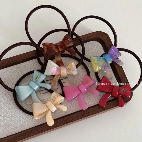 Koreanischer Stil Schleife Elastische Haarbänder Für Damen Einfache Handgefertigte Harz Acetatharz Scrunchies Haarschmuck