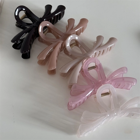 Pinza de Pelo de Lazo Cruzado de Color Gelatina Para Mujeres Pinza de Resina Mate Accesorio de Pelo Elegante Horquilla