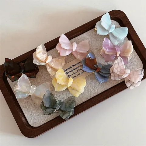 Fermaglio per Capelli a Farfalla in Acetato Fatto a Mano Trama Marmo Dolce Fermaglio per Frangia Accessori per Capelli Donna