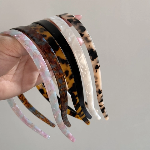 Vintage Acetaat Dunne Haarband Voor Vrouwen Elegante Schildpad Marmer Patroon Hoofdband Eenvoudige Mode Haaraccessoires
