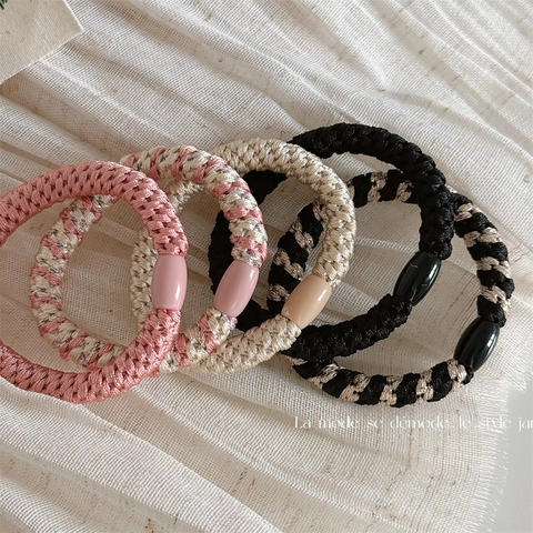 Women Elastic Braided Hair Ties Minimalist Ponytail Holder High Stretch Woven Scrunchies Hair Accessories For Daily Use
