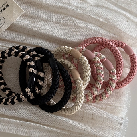 Women Elastic Braided Hair Ties Minimalist Ponytail Holder High Stretch Woven Scrunchies Hair Accessories For Daily Use