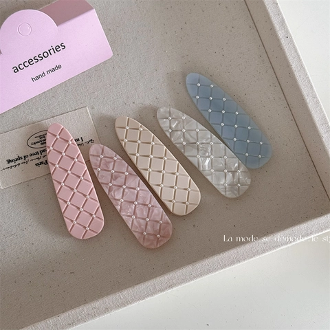 Fermagli per Capelli in Stile Francese con Motivo Trapuntato e Künstliche Perle Sintetiche Lega Acetato Opaco a Quadri per Accessori Donna