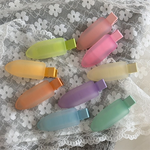 Matte Jelly Resin Hair Clips For Women Kids Macaron Candy Color Non-Slip Duckbill Clips Alloy Hairpins Hair Accessories