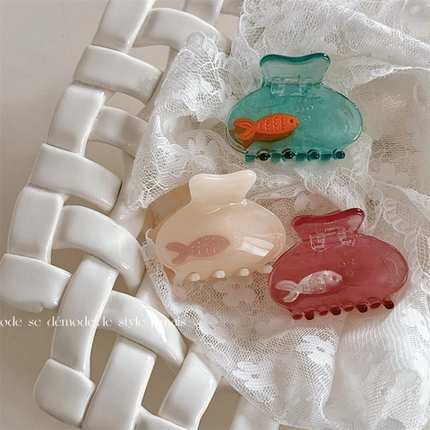 Kreative Transparente Goldfischglas Goldfisch Haarklammer Für Damen Elegante Tiermuster Shark Clip Haarstyling Zubehör