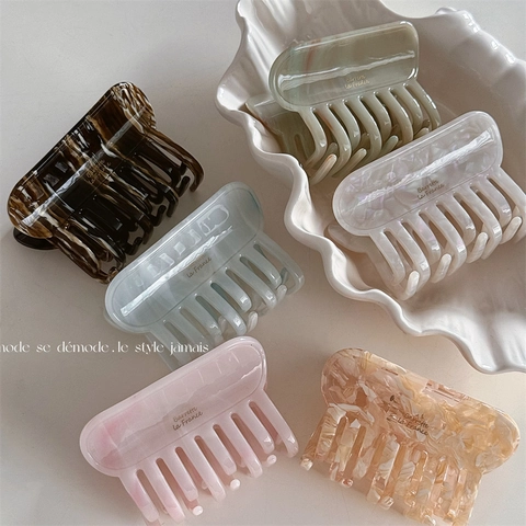 French Vintage Acetate Hair Claw Clip Elegant Marble Tortoise Shell Large Shark Clip For Women Hair Styling Accessories