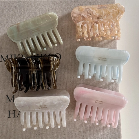 French Vintage Acetate Hair Claw Clip Elegant Marble Tortoise Shell Large Shark Clip For Women Hair Styling Accessories