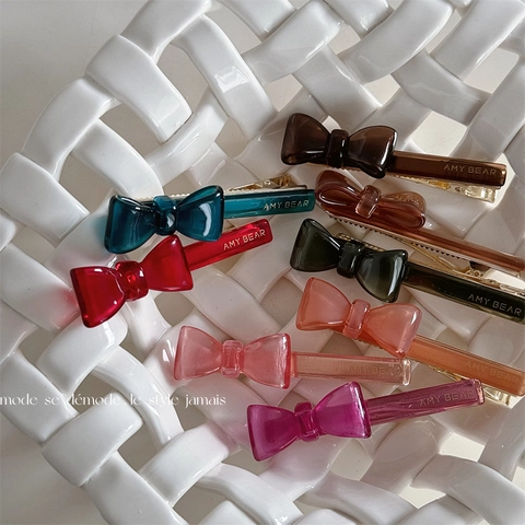 Grazioso Fermaglio per Capelli con Fiocco in Acetato Fermaglio a Becco d'Anatra per Donna Ragazza Stile Coreano Accessori per Capelli