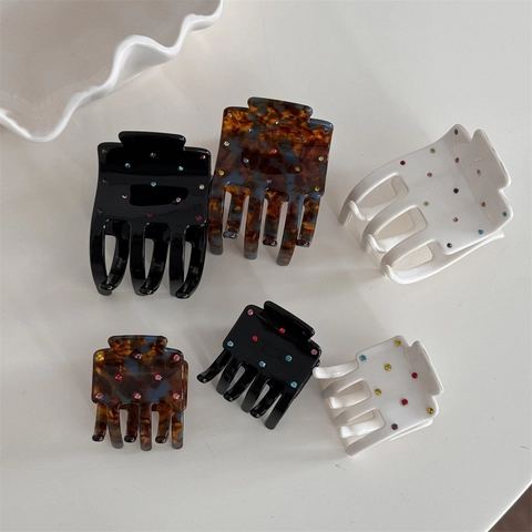 Pinza per Capelli Vintage in Acetato con Strass Rettangolare Tartarugata Fermaglio per Capelli Accessori per Capelli Donna