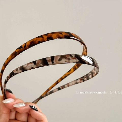 Cerchietto per Capelli Vintage Francese con Motivo Tartarugato Donna Cerchietto Sottile in Resina Minimalista Antiscivolo Accessori Moda