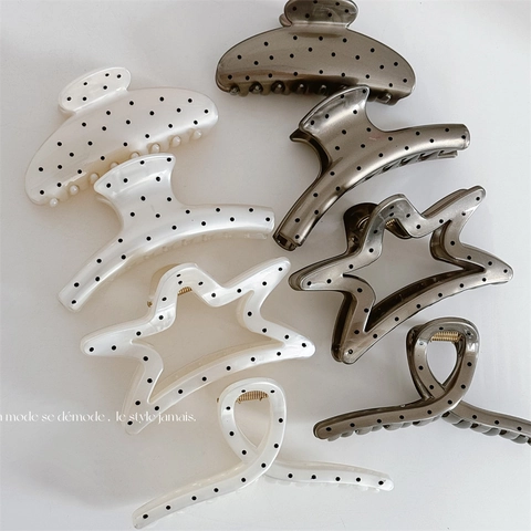 Eleganti Pinze per Capelli a Pois Francesi Vintage Clip a Squalo Geometriche Accessori per Capelli Dolci da Donna