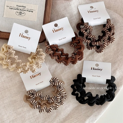 Elastici per Capelli in Tessuto Ondulato da Donna ad Alta Elasticità Fatti a Mano Fasce per Capelli Semplici Toni della Terra Eleganti