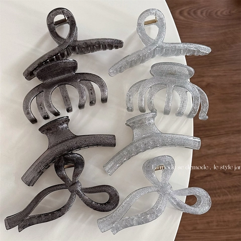 Glitzer Haarkralle Große Harz Haarklammern Für Damen Süße Schleife Geometrische Gedrehte Haarnadel Koreanische Mode Haarschmuck
