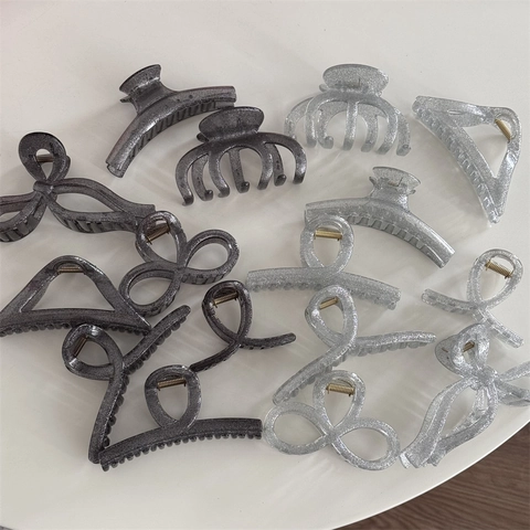 Glitzer Haarkralle Große Harz Haarklammern Für Damen Süße Schleife Geometrische Gedrehte Haarnadel Koreanische Mode Haarschmuck