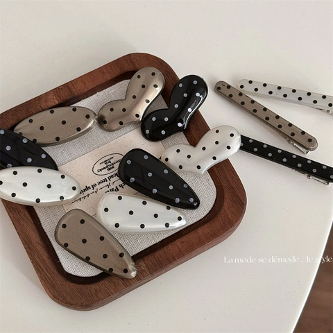 Fermagli per Capelli Vintage a Pois in Resina Lega Becchi d'Anatra per Donna Acconciatura Quotidiana Fermagli Coreani