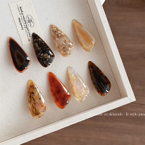 French Style Cellulose Acetate Duckbill Hair Clip Irregular Oval Bangs Side Clip Tortoise Shell Hair Accessories Women