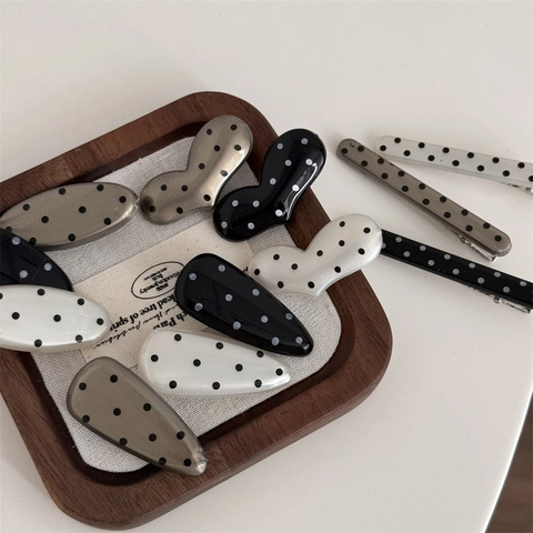 Fermagli per Capelli Vintage a Pois in Resina Lega Becchi d'Anatra per Donna Acconciatura Quotidiana Fermagli Coreani