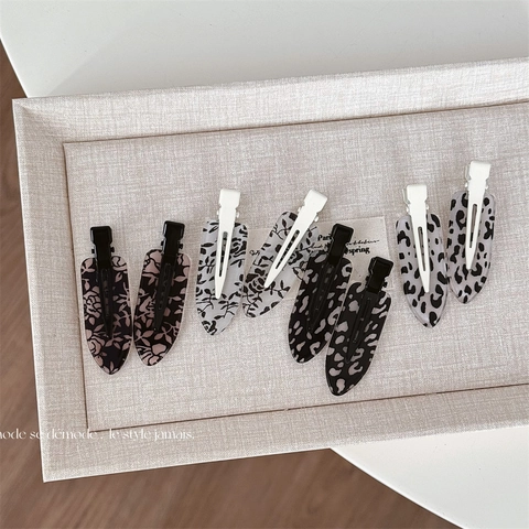 Damen Spurloser Haarclip Leopardenmuster Blumenmuster Acryl Legierung Entenschnabel Clips Für Make-up Täglich Haar Zubehör