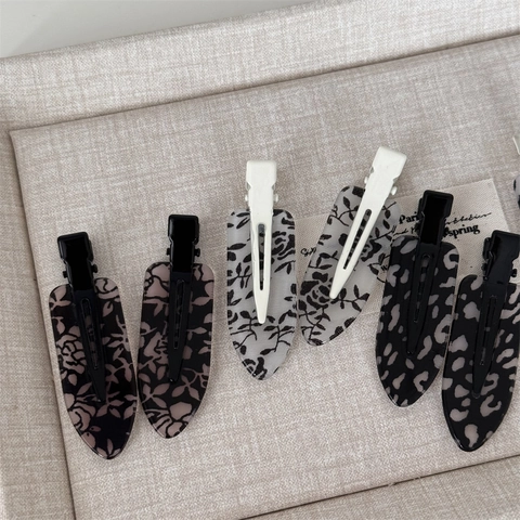 Damen Spurloser Haarclip Leopardenmuster Blumenmuster Acryl Legierung Entenschnabel Clips Für Make-up Täglich Haar Zubehör