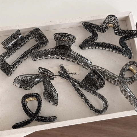 Vintage Stern Quadrat Haarkralle Acetat Marmor Crackle Muster Große Shark Clip Für Damen Elegante Haar Accessoires