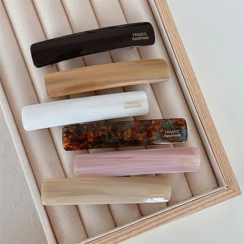 French Style Acetate Rectangular Spring Hair Clip For Women Elegant Marble Pattern Geometric Barrette Hair Accessory