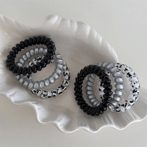 Elastici per Capelli a Spirale alla Moda Coreana per Donna Motivo Mucca Latte Pois Cavo Telefonico Elastico Anelli per Capelli
