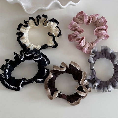 Elastico per Capelli Vintage in Tessuto in Stile Coreano Con Perla Artificiale Elegante Corda per Capelli Plissettata per Donna