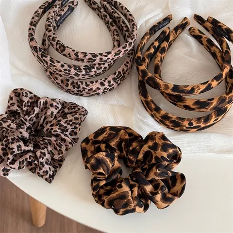 Vintage Leopard Print Wide Fabric Headband Padded Hairband Handmade Fashion Hair Accessory For Women Daily Party Headwear