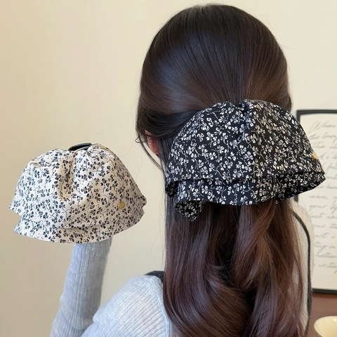 Eleganter Stoff Blumen Haarklammer Für Damen Vintage Rüschen Muster Großer Haargriff Mode Koreanischer Stil Kopfschmuck Accessoire
