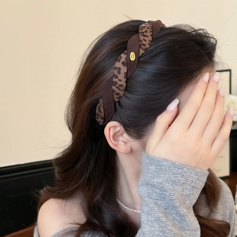 Cerchietto Intrecciato Con Stampa Leopardata Per Donna Vintage In Tessuto Imbottito Fatto A Mano Accessori Per Capelli Alla Moda